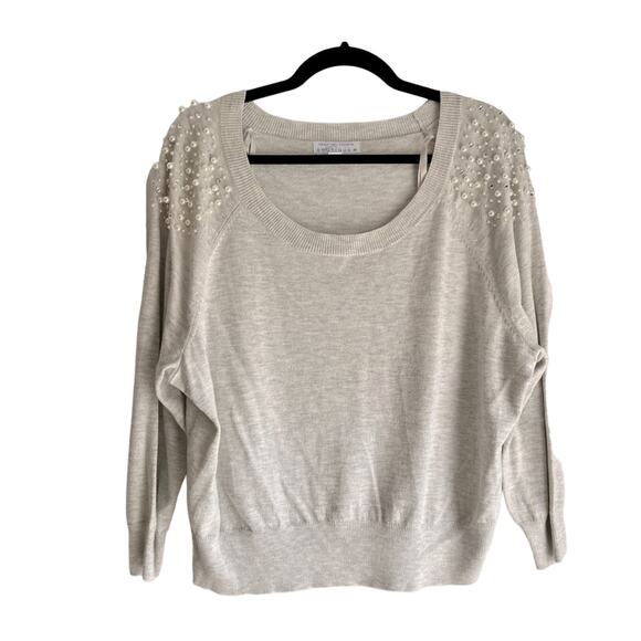 Ashley Nell Tipton for Boutique gray and pearl, rhinestone sweater, women's 1x - Picture 1 of 6